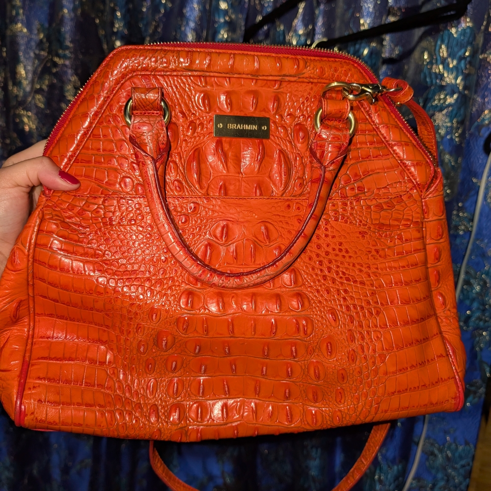 Brahmin Orange Croc-Embossed Women's Bag